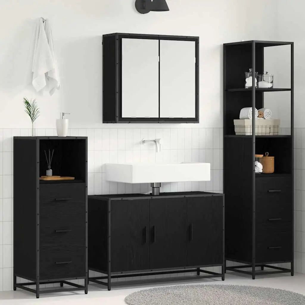 Ensemble de mobilier de salle de bain 4 pc Chêne noir - XIOS