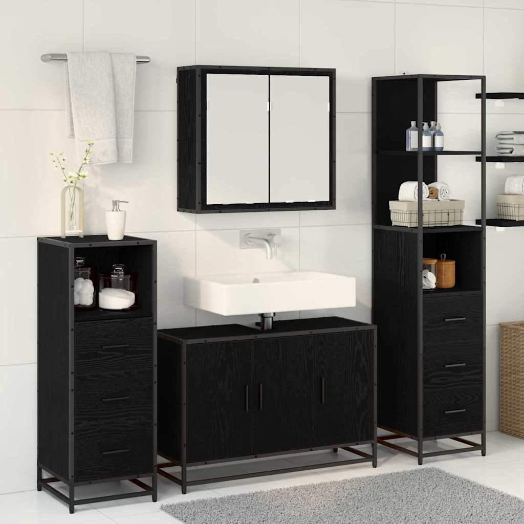 Ensemble de mobilier de salle de bain 4 pc Chêne noir