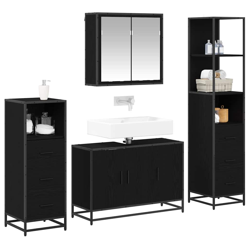 Ensemble de mobilier de salle de bain 4 pc Chêne noir
