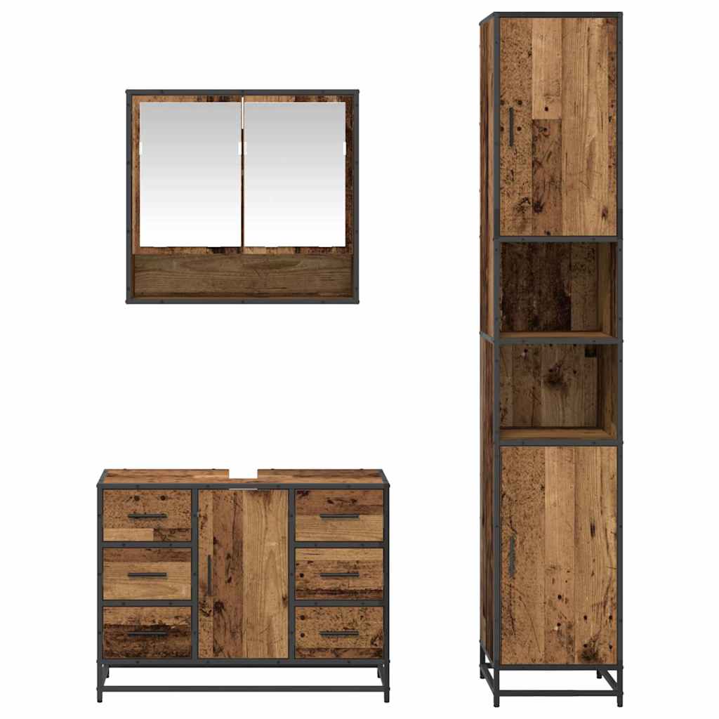 Ensemble de mobilier de salle de bain 3 pc Bois Ancien