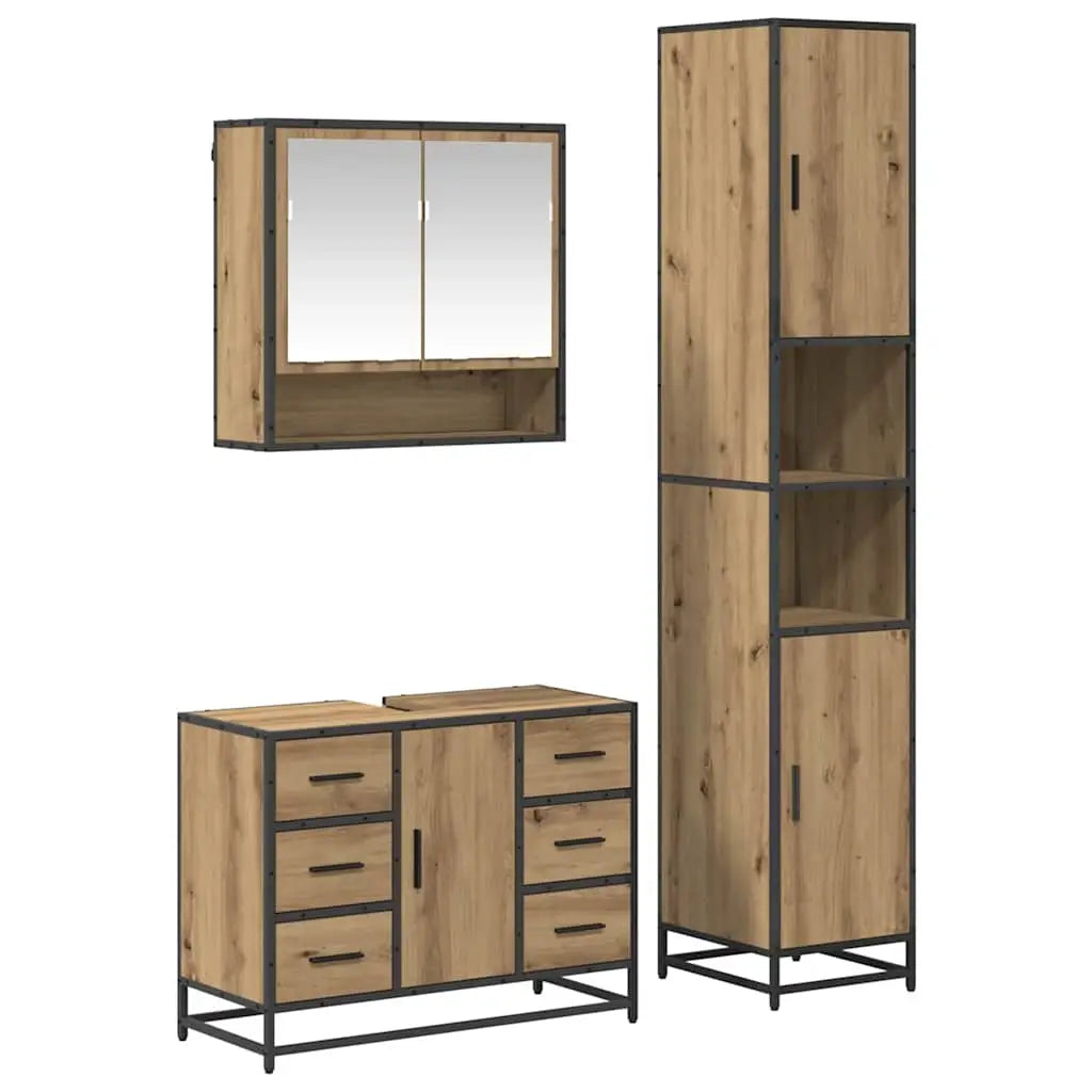 Ensemble de mobilier de salle de bain 3 pc Chêne artisanal - XIOS