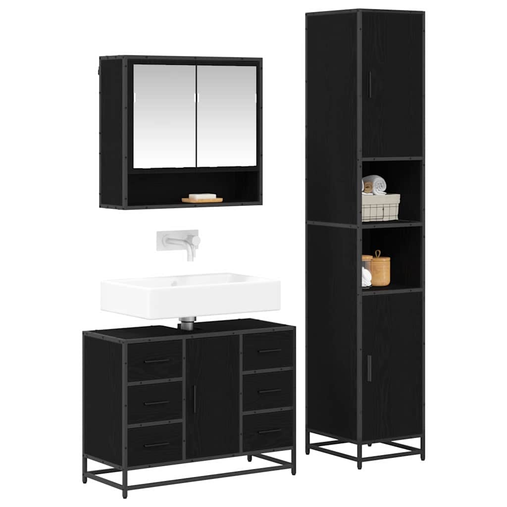 Ensemble de mobilier de salle de bain 3 pc Chêne noir