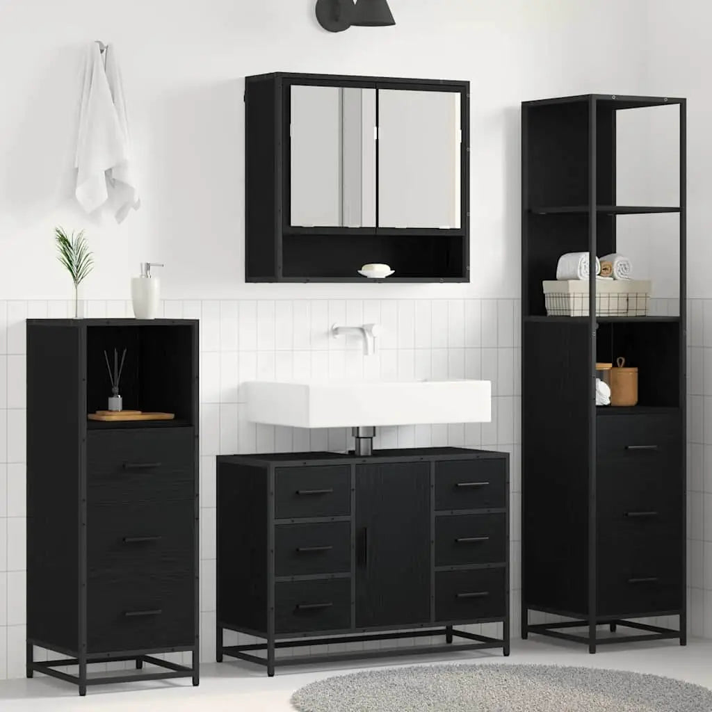 Ensemble de mobilier de salle de bain 3 pc Chêne noir - XIOS