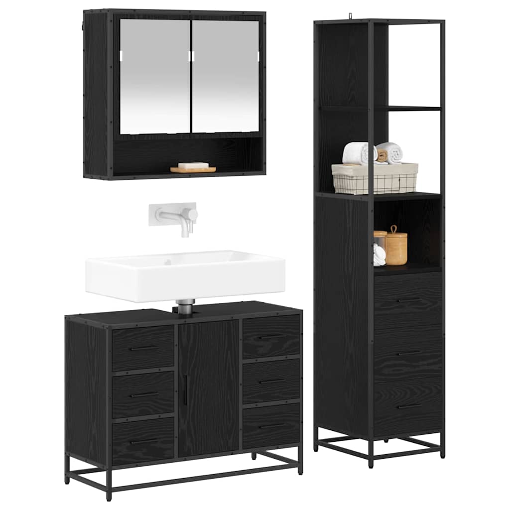 Ensemble de mobilier de salle de bain 3 pc Chêne noir