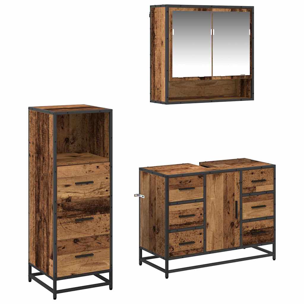 Ensemble de mobilier de salle de bain 3 pc Bois Ancien