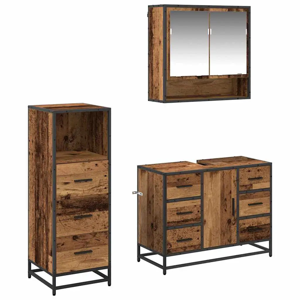 Ensemble de mobilier de salle de bain 3 pc Bois Ancien - XIOS