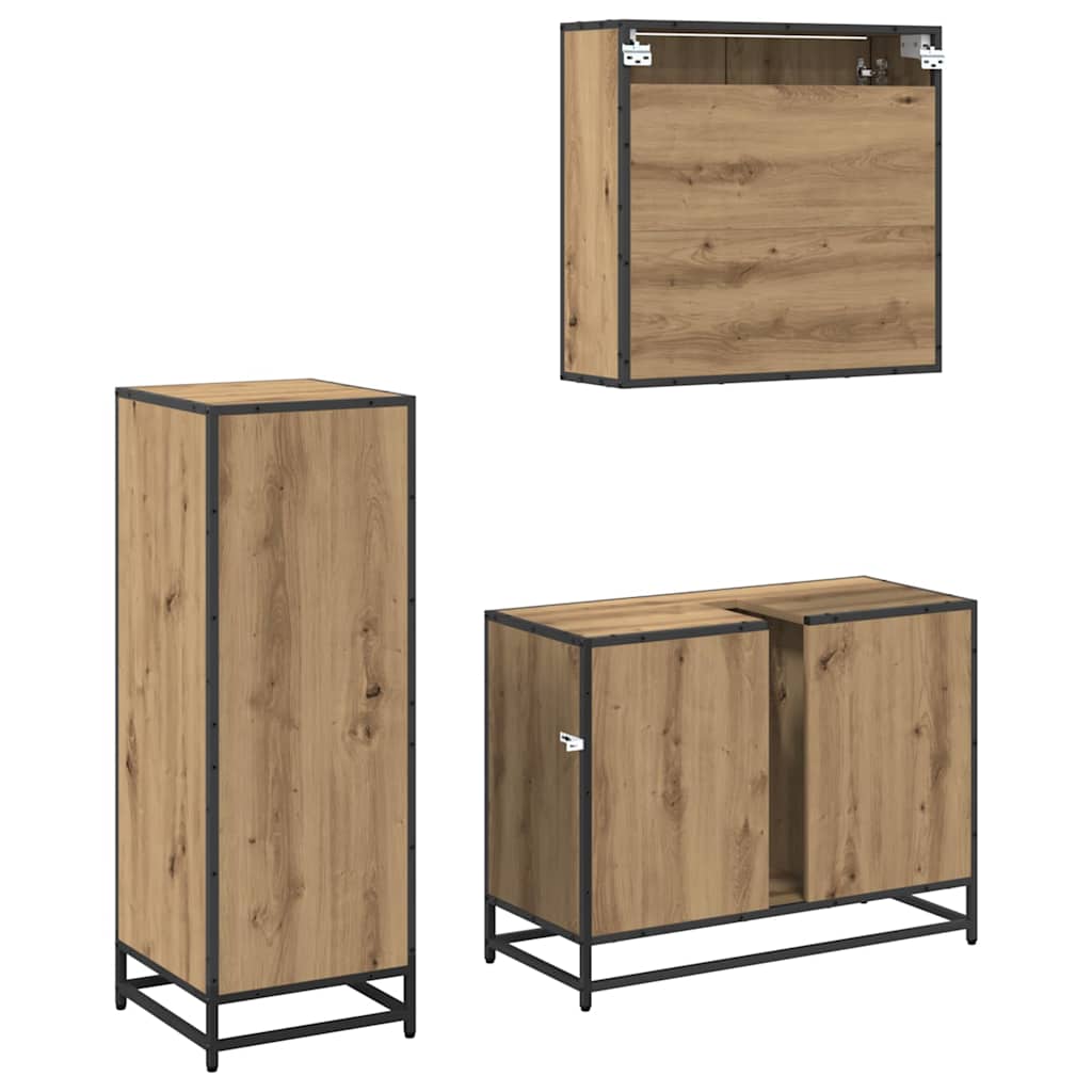 Ensemble de mobilier de salle de bain 3 pc Chêne artisanal