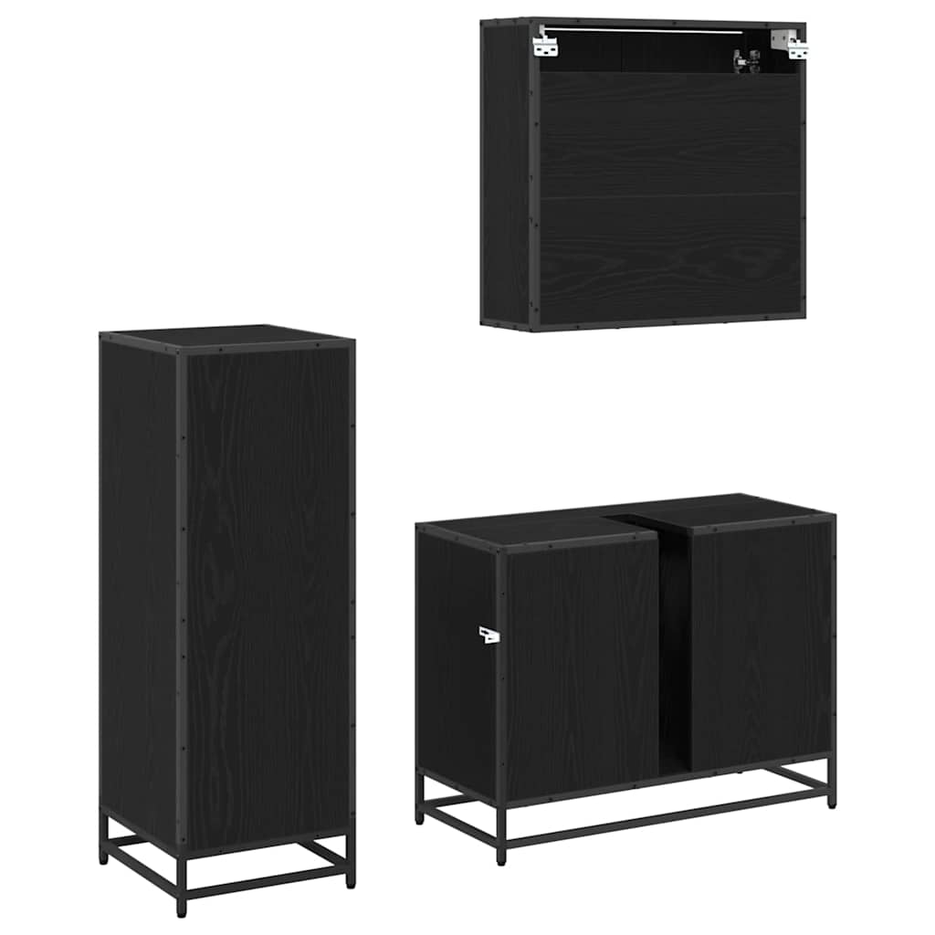 Ensemble de mobilier de salle de bain 3 pc Chêne noir