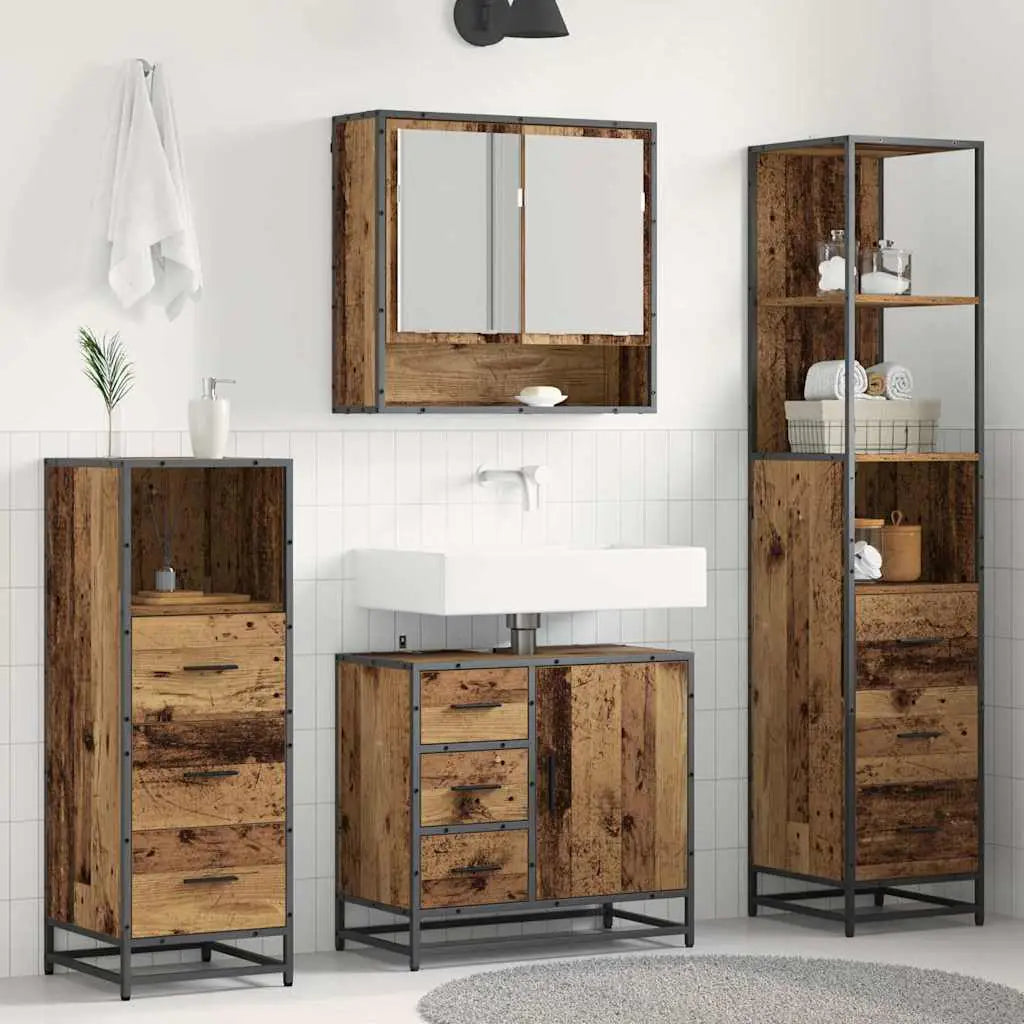 Ensemble de mobilier de salle de bain 4 pc Bois Ancien - XIOS