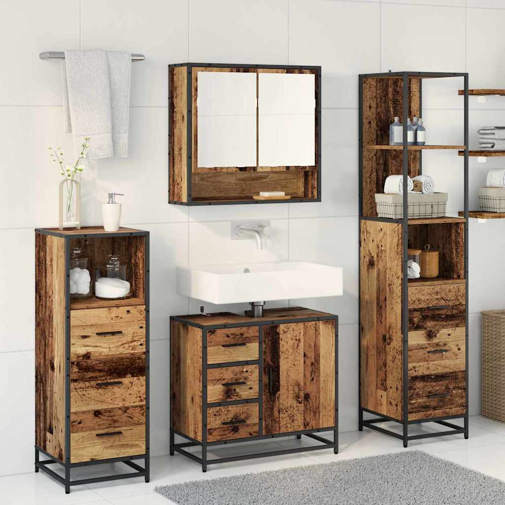 Ensemble de mobilier de salle de bain 4 pc Bois Ancien