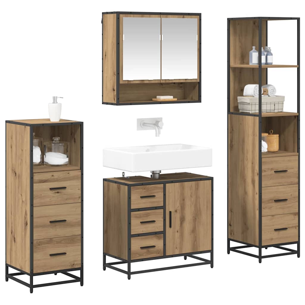 Ensemble de mobilier de salle de bain 4 pc Chêne artisanal