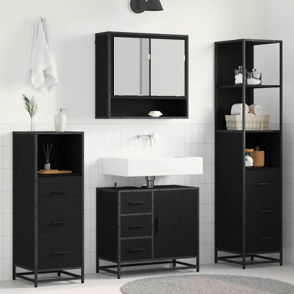 Ensemble de mobilier de salle de bain 4 pc Chêne noir
