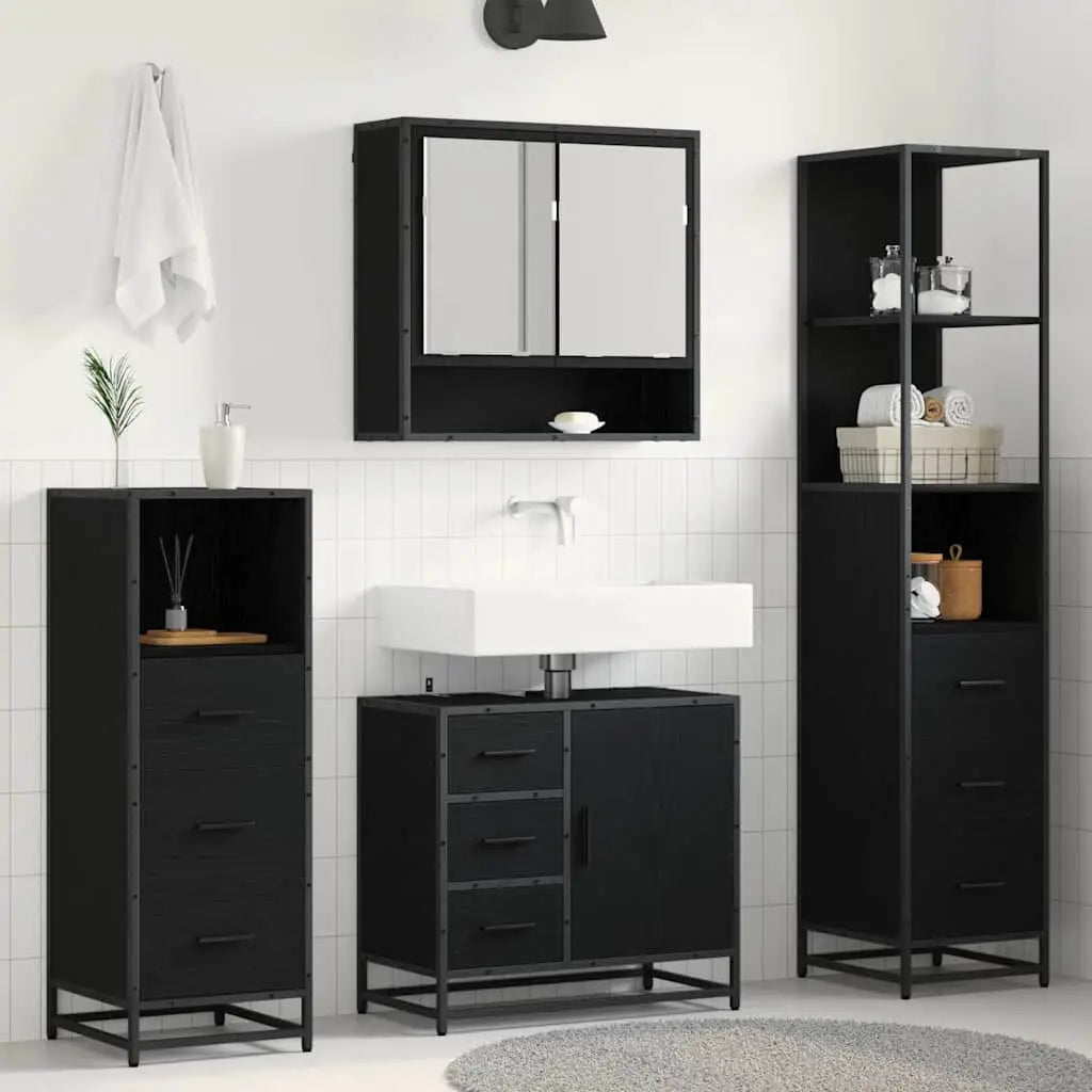 Ensemble de mobilier de salle de bain 4 pc Chêne noir - XIOS
