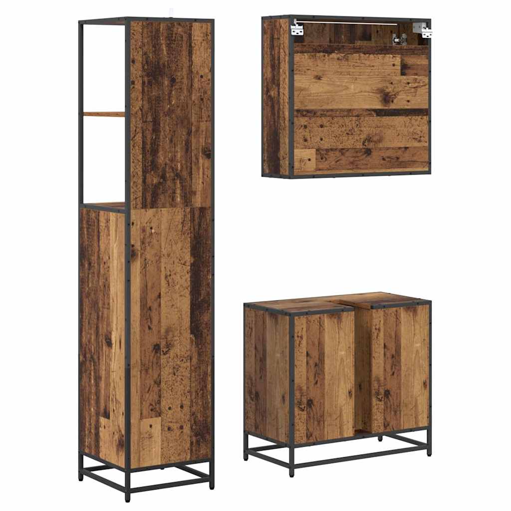 Ensemble de mobilier de salle de bain 3 pc Bois Ancien