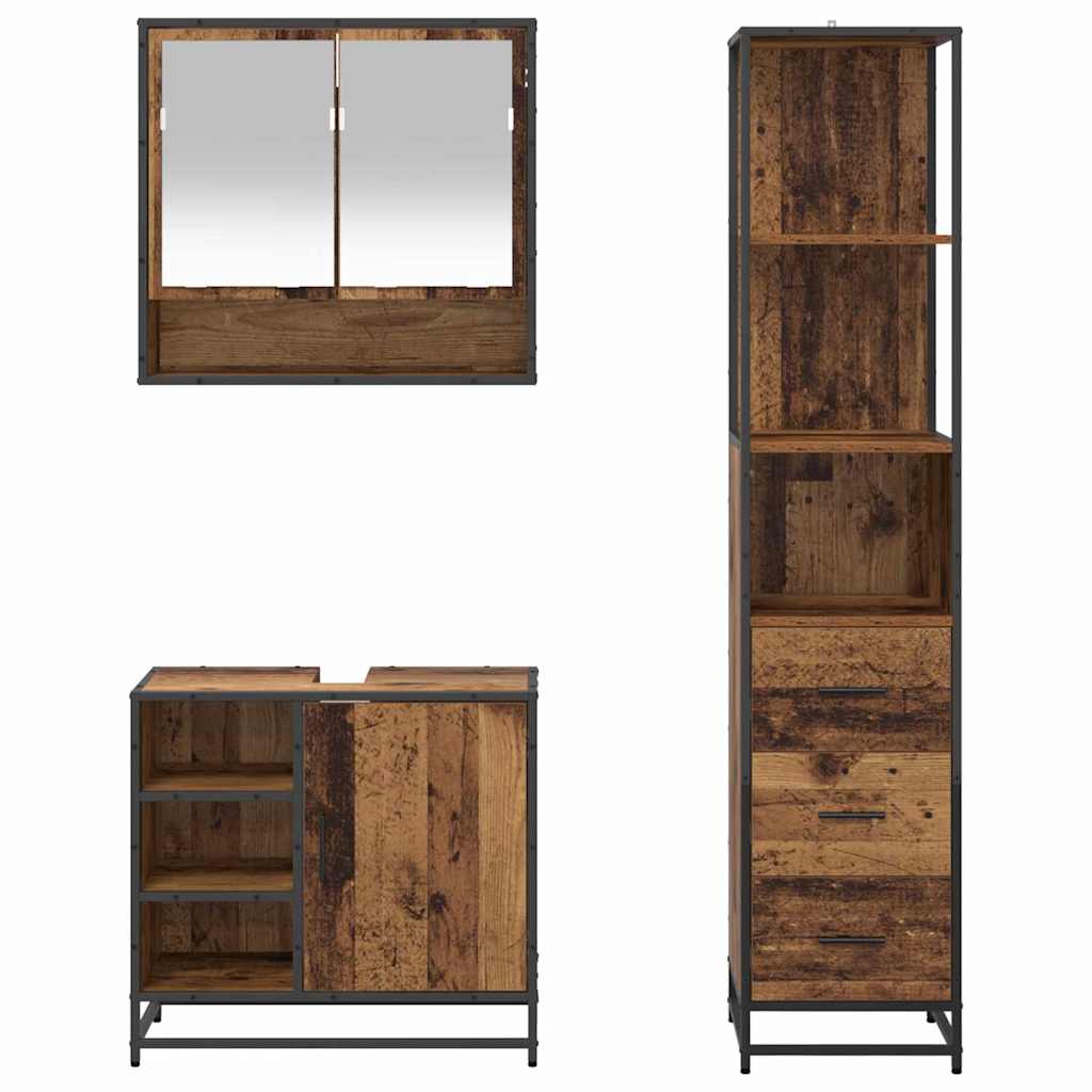 Ensemble de mobilier de salle de bain 3 pc Bois Ancien