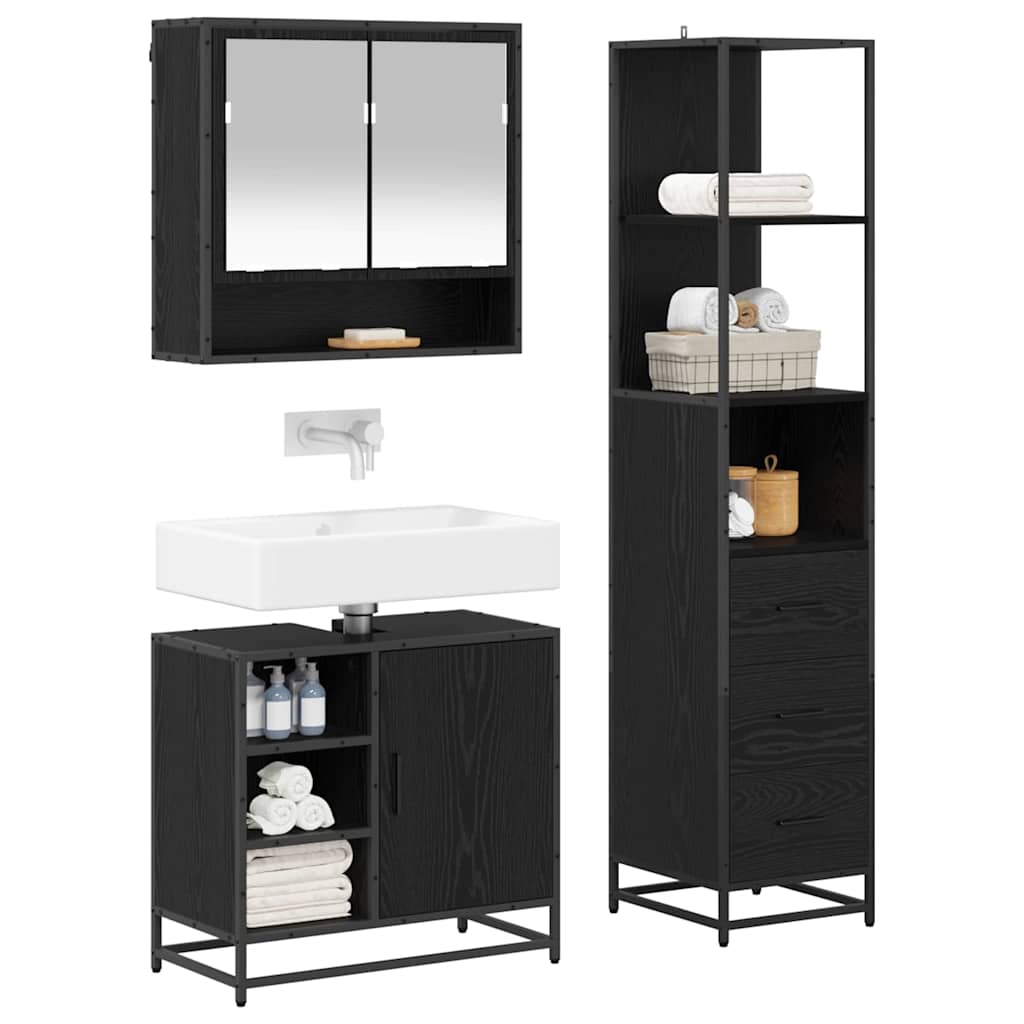Ensemble de mobilier de salle de bain 3 pc Chêne noir