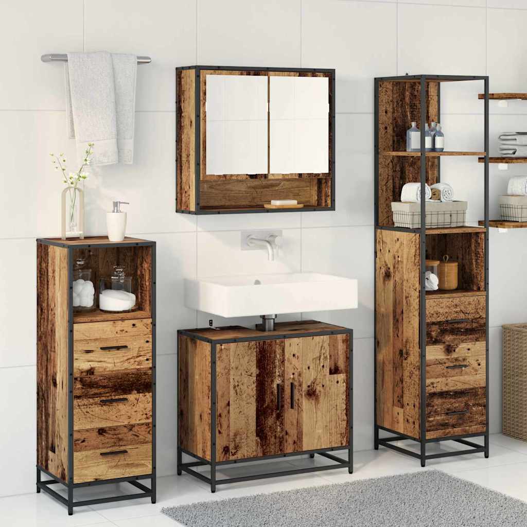 Ensemble de mobilier de salle de bain 4 pc Bois Ancien