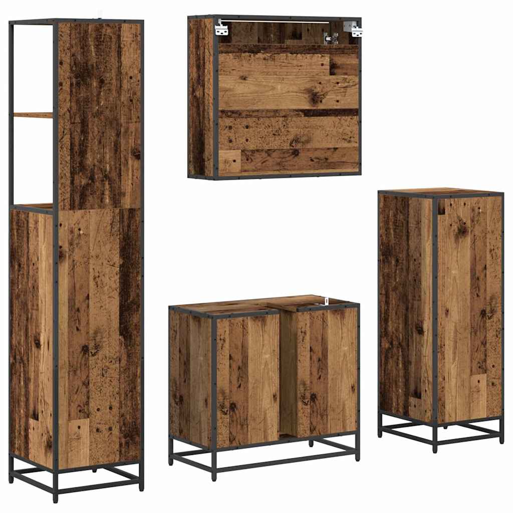 Ensemble de mobilier de salle de bain 4 pc Bois Ancien