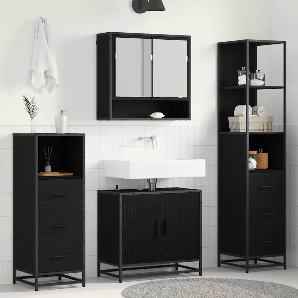Ensemble de mobilier de salle de bain 4 pc Chêne noir