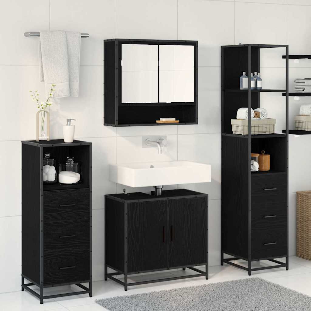 Ensemble de mobilier de salle de bain 4 pc Chêne noir