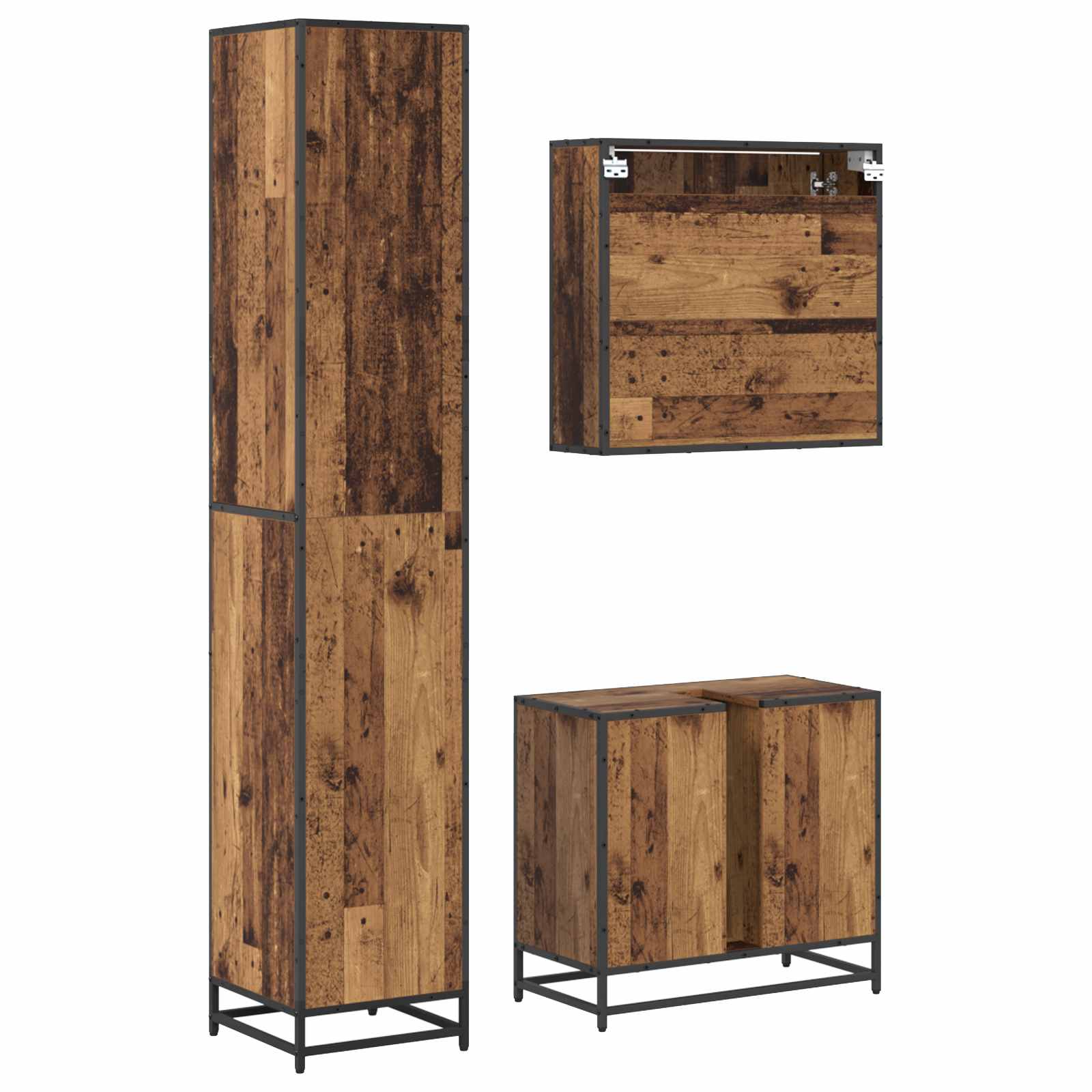 Ensemble de mobilier de salle de bain 3 pc Bois Ancien