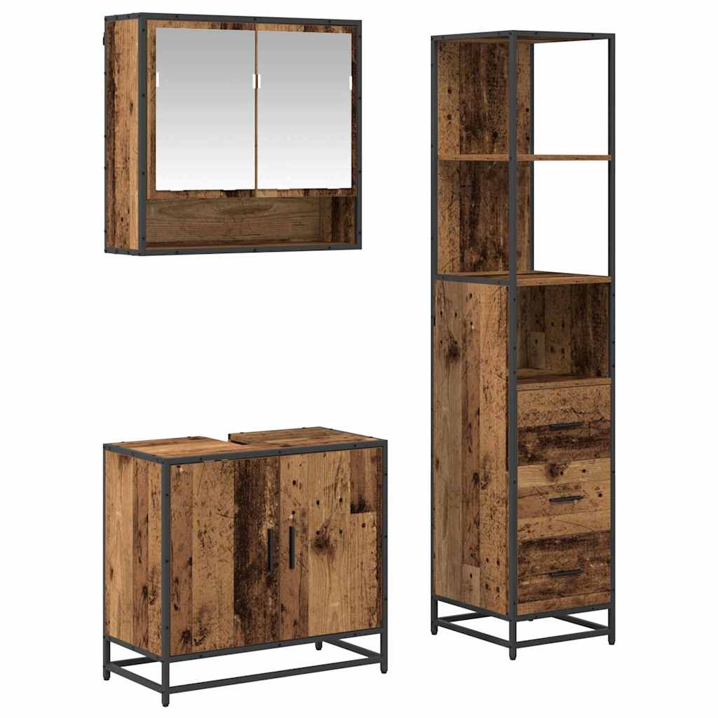 Ensemble de mobilier de salle de bain 3 pc Bois Ancien