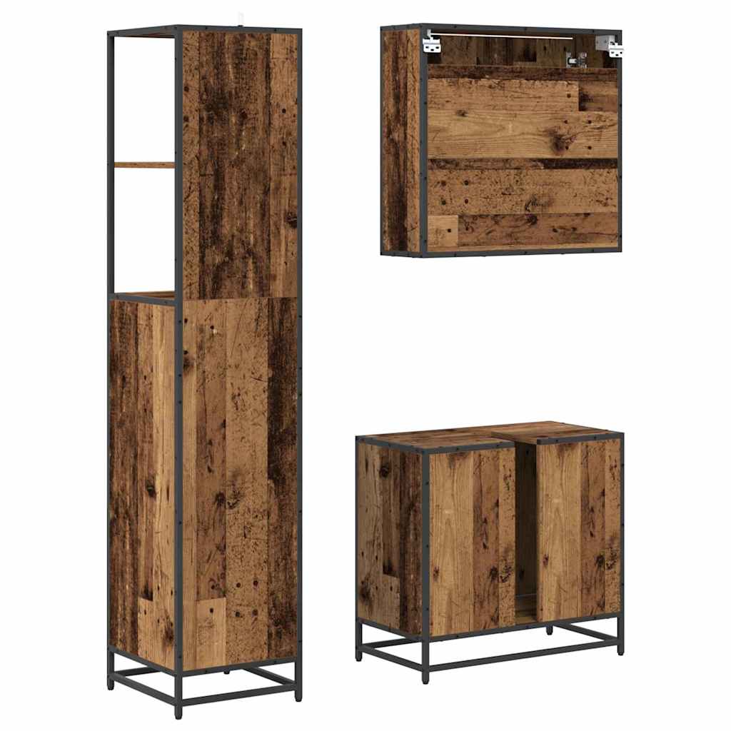 Ensemble de mobilier de salle de bain 3 pc Bois Ancien