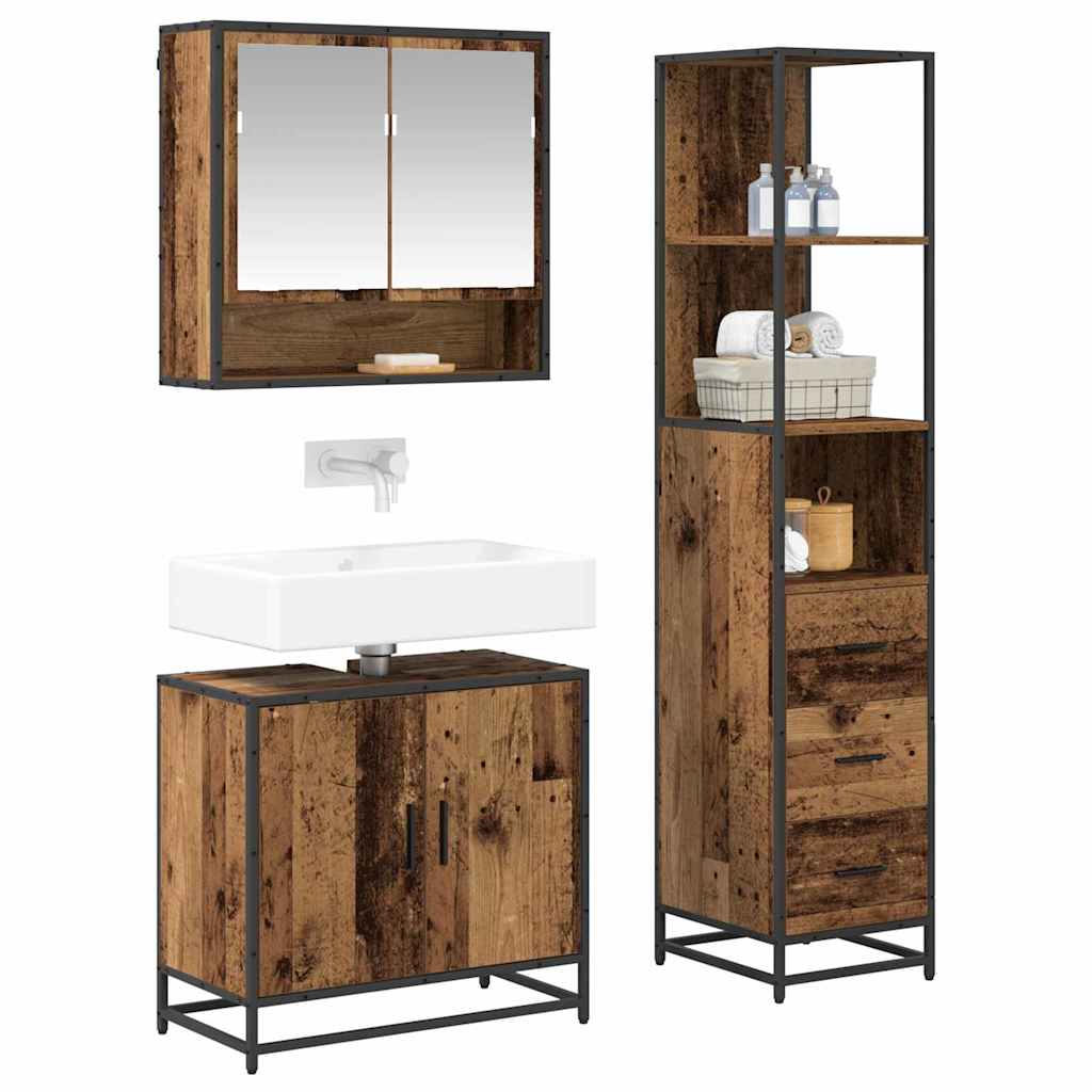 Ensemble de mobilier de salle de bain 3 pc Bois Ancien
