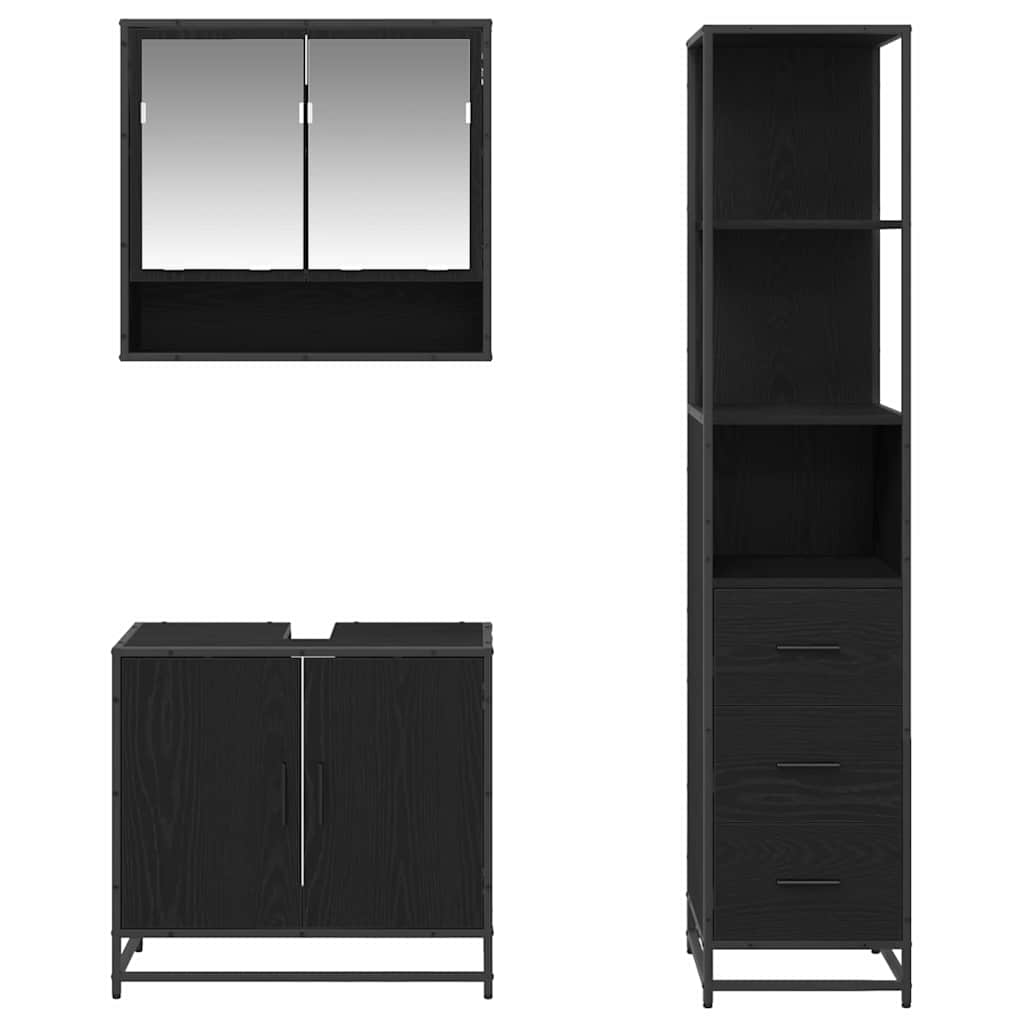 Ensemble de mobilier de salle de bain 3 pc Chêne noir