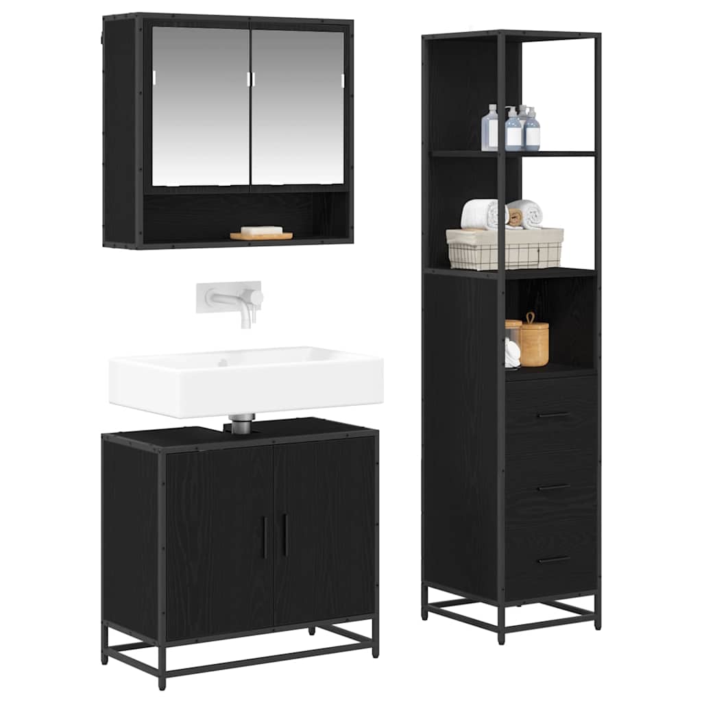 Ensemble de mobilier de salle de bain 3 pc Chêne noir