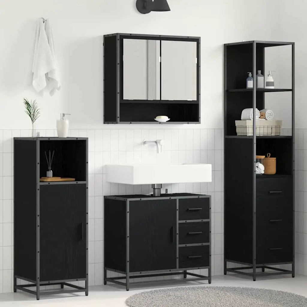 Ensemble de mobilier de salle de bain 3 pièces Chêne noir - XIOS