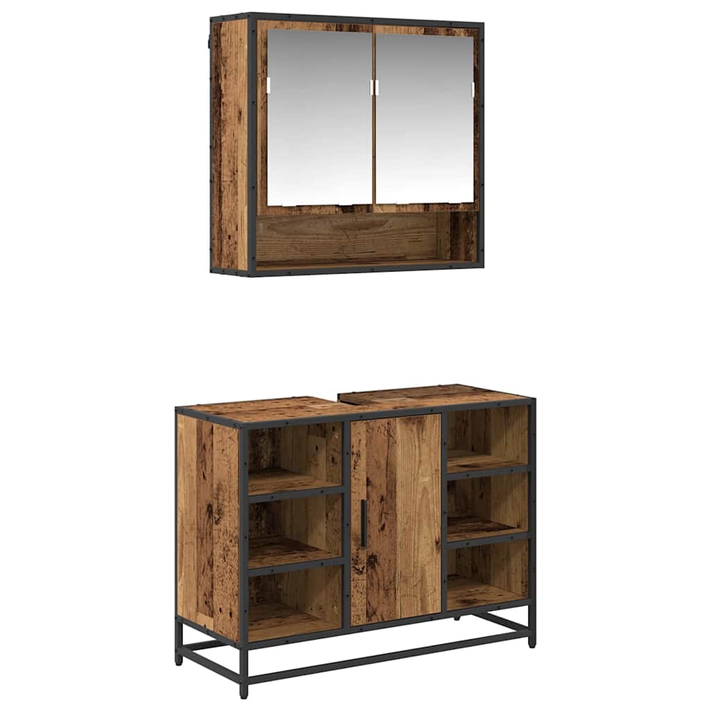 Ensemble de mobilier de salle de bain 2 pièces Bois Ancien