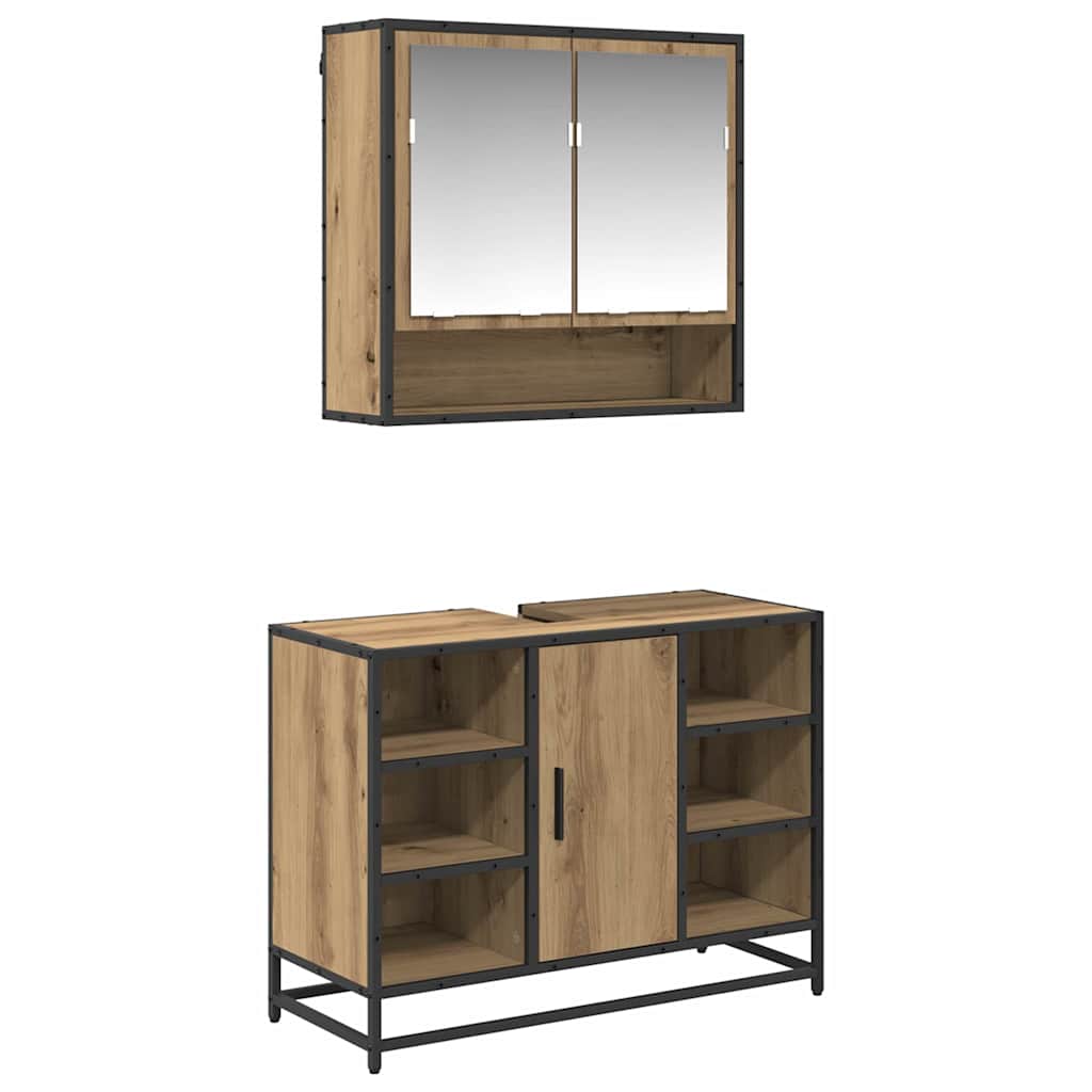 Ensemble de mobilier de salle de bain 2 pc Chêne artisanal