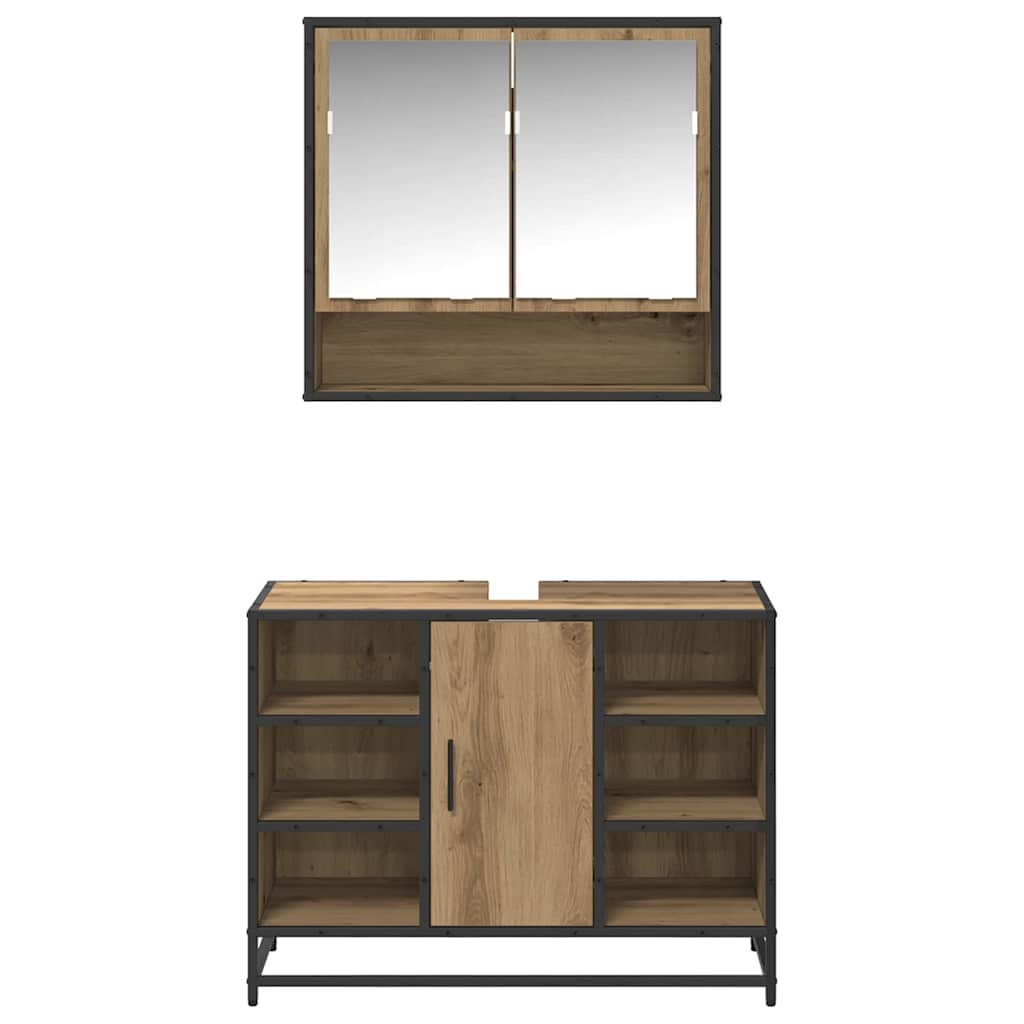 Ensemble de mobilier de salle de bain 2 pc Chêne artisanal