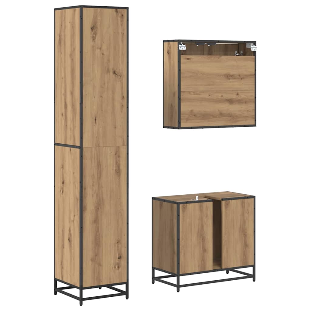 Ensemble de mobilier de salle de bain 3 pièces Chêne artisanal