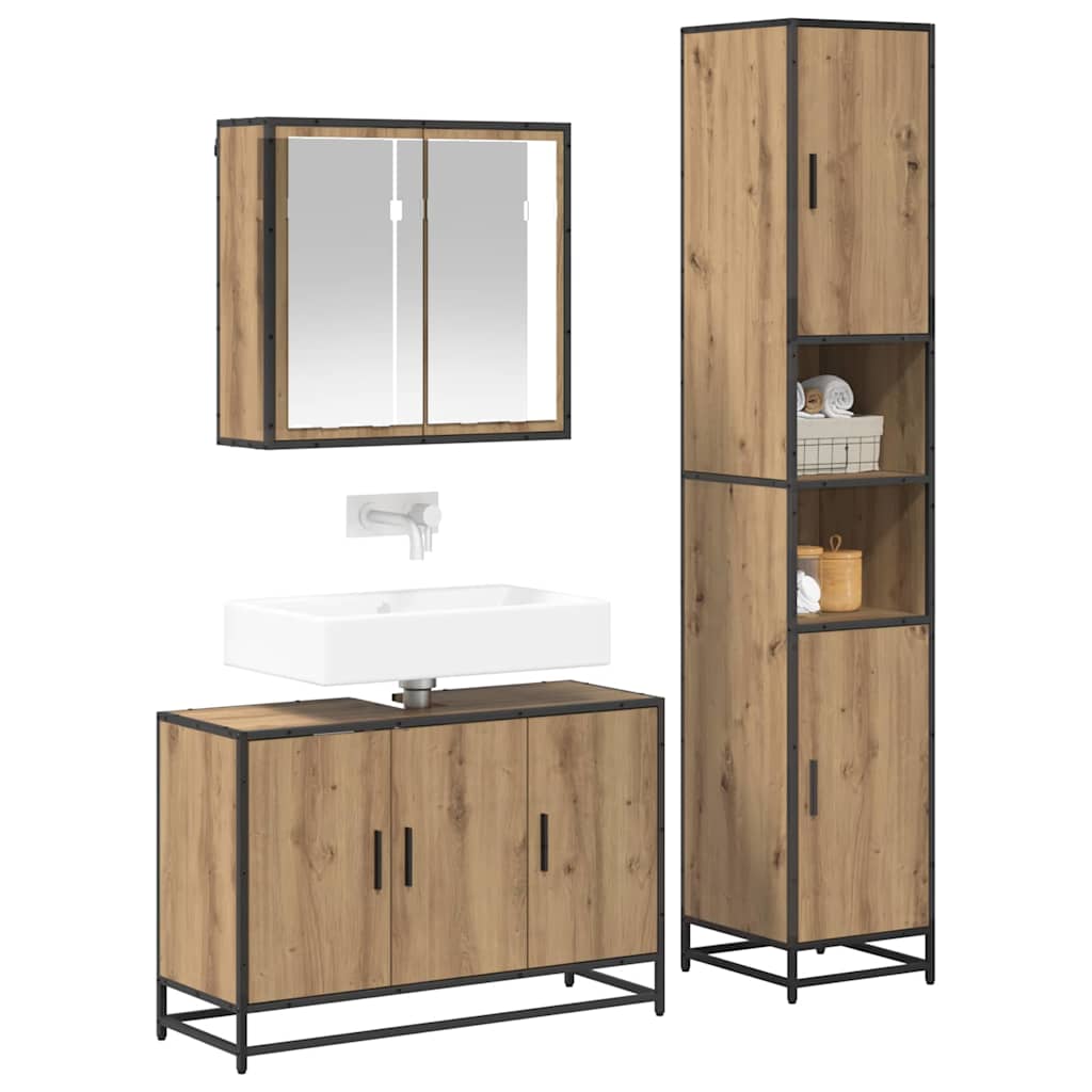 Ensemble de mobilier de salle de bain 3 pièces Chêne artisanal