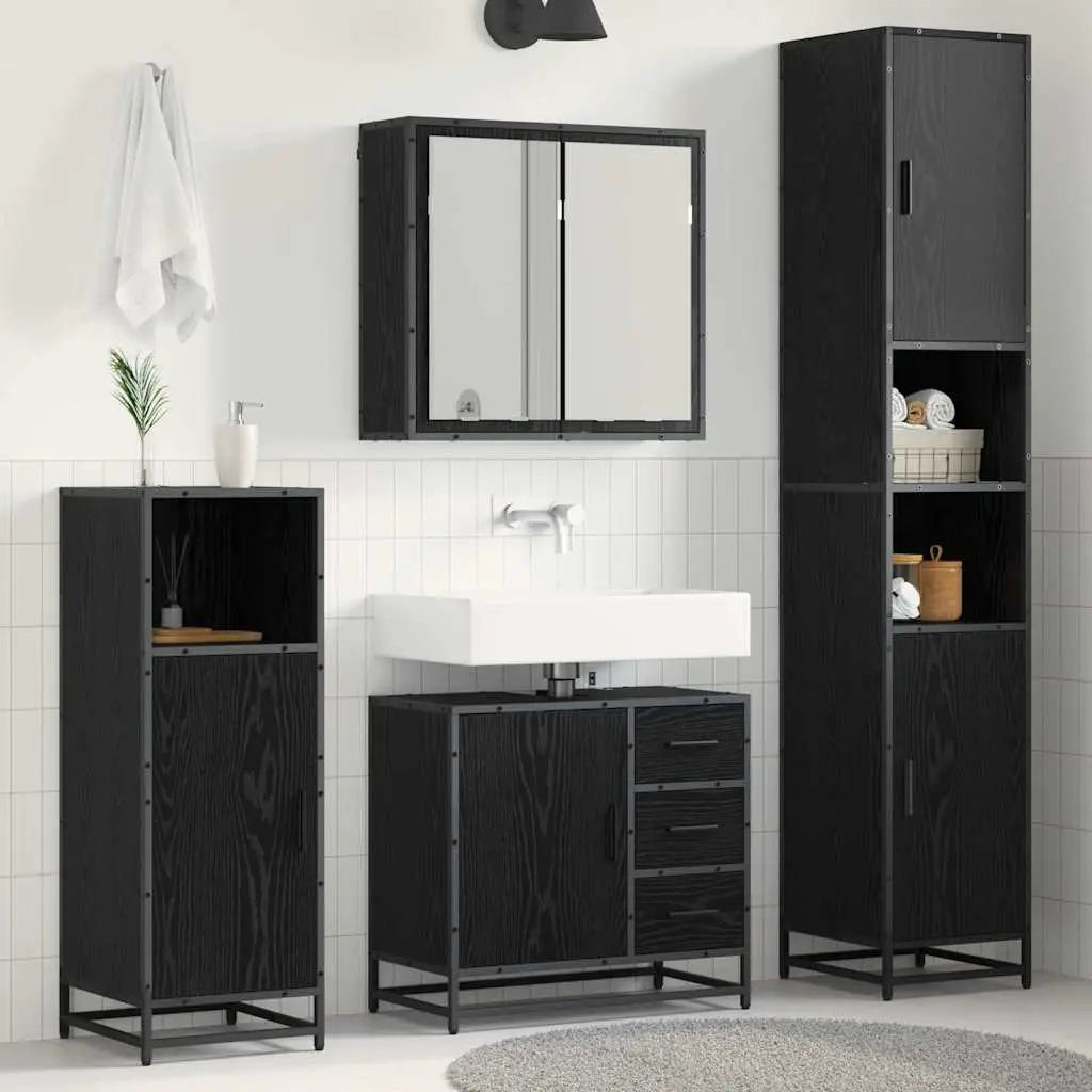 Ensemble de mobilier de salle de bain 3 pièces Chêne noir - XIOS