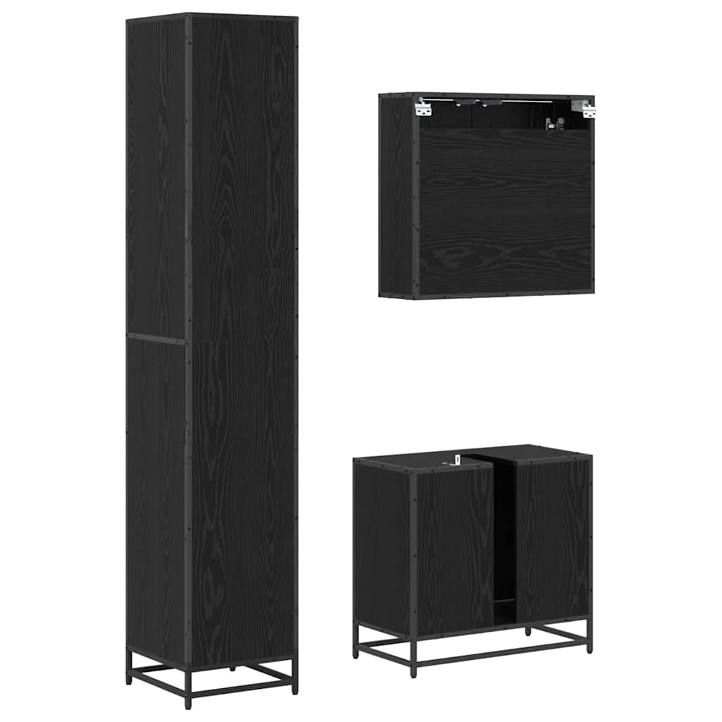 Ensemble de mobilier de salle de bain 3 pièces Chêne noir