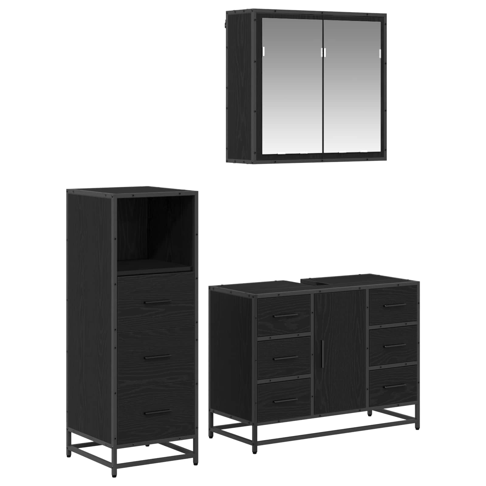 Ensemble de mobilier de salle de bain 3 pc Chêne noir
