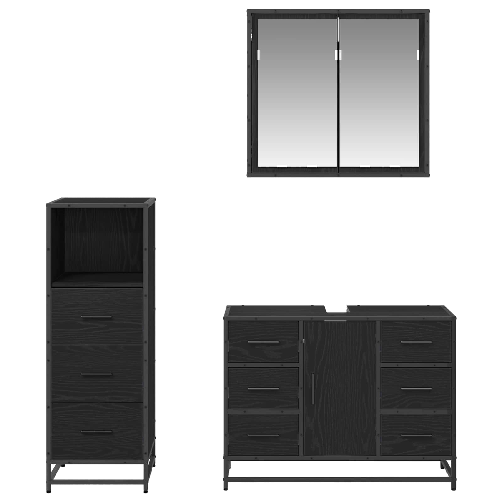 Ensemble de mobilier de salle de bain 3 pc Chêne noir