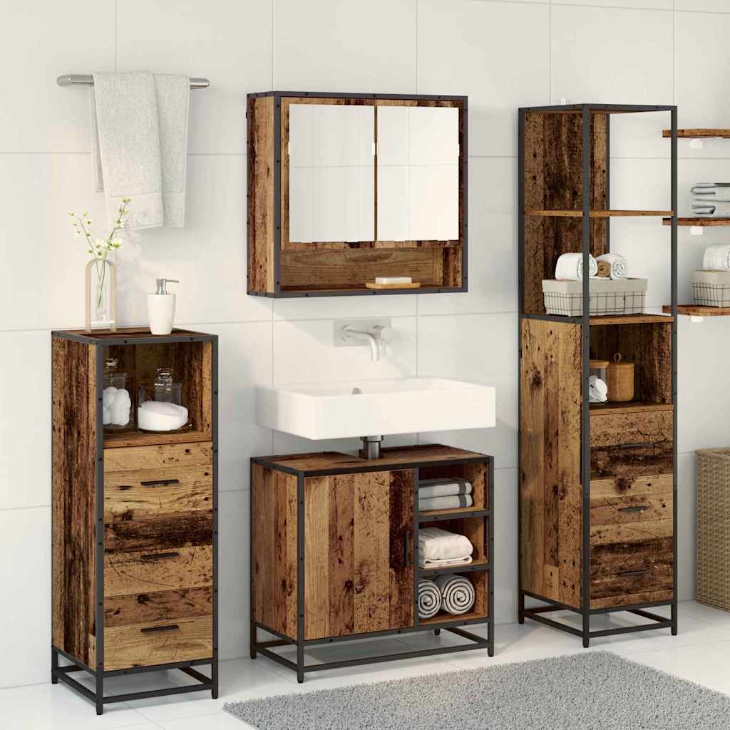 Ensemble de mobilier de salle de bain 4 pc Bois Ancien