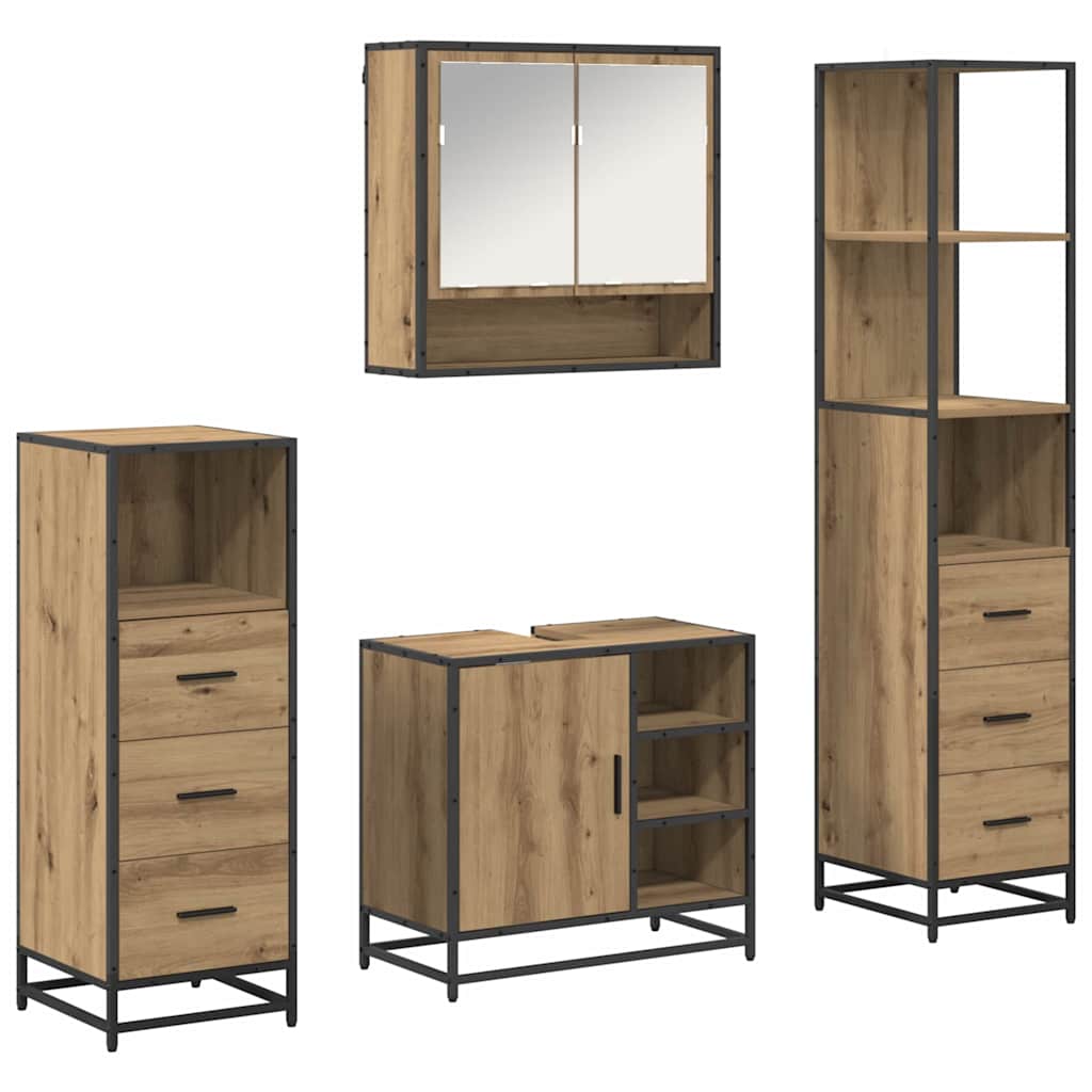 Ensemble de mobilier de salle de bain 4 pc Chêne artisanal