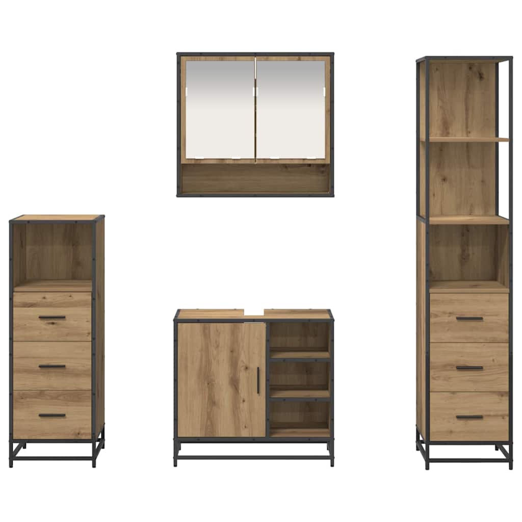 Ensemble de mobilier de salle de bain 4 pc Chêne artisanal
