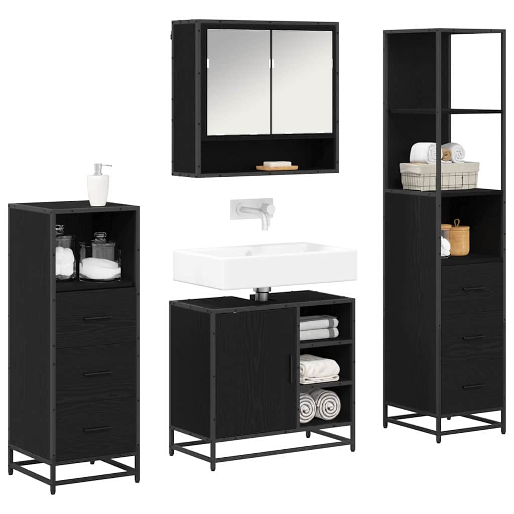 Ensemble de mobilier de salle de bain 4 pc Chêne noir