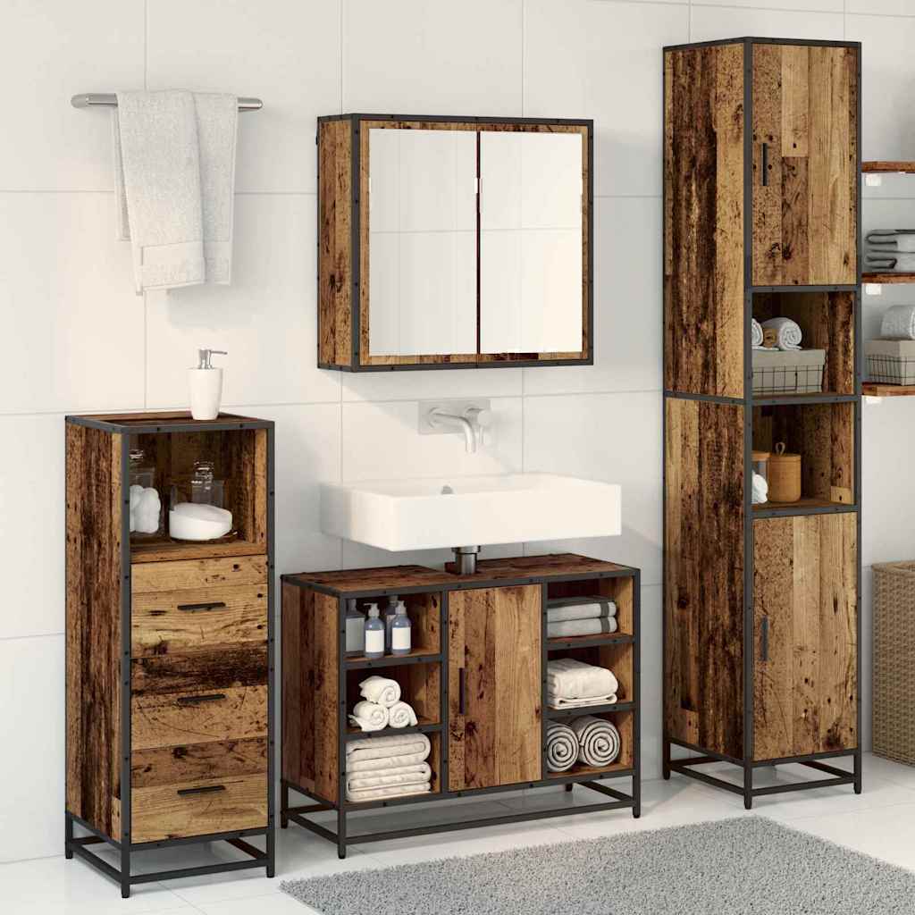 Ensemble de mobilier de salle de bain 3 pièces Bois Ancien
