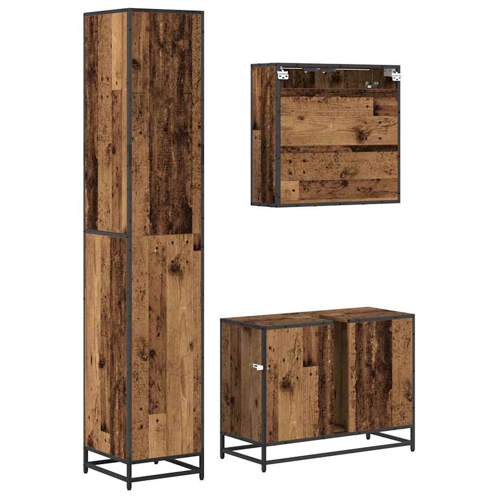 Ensemble de mobilier de salle de bain 3 pièces Bois Ancien