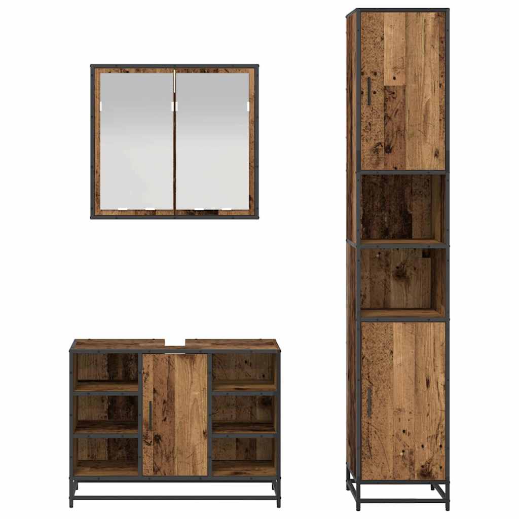 Ensemble de mobilier de salle de bain 3 pièces Bois Ancien