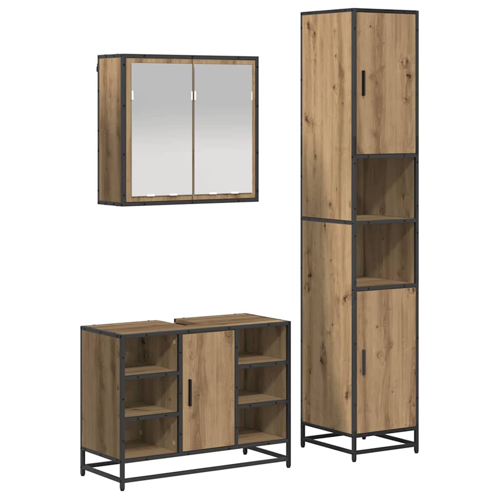 Ensemble de mobilier de salle de bain 3 pc Chêne artisanal