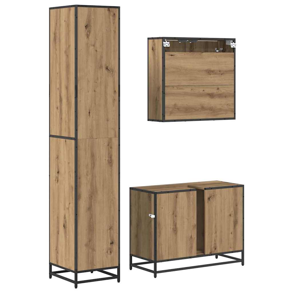 Ensemble de mobilier de salle de bain 3 pc Chêne artisanal