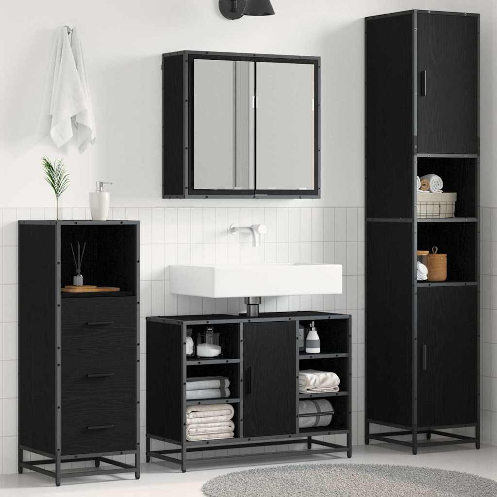 Ensemble de mobilier de salle de bain 3 pièces Chêne noir